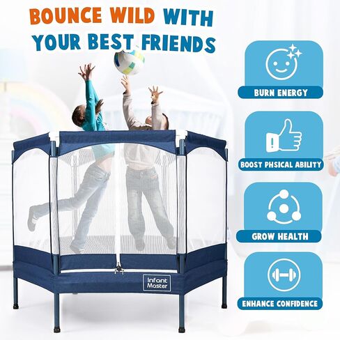Infant Master Kid Trampoline, Trampoline for Kids，Mini Trampoline, 5ft Recreational Trampolines, Heavy Duty Frame with High Elasticity, Triple Zipper Design, Jump for Fun Indoor & Outdoor in Kuwait