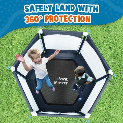 Infant Master Kid Trampoline, Trampoline for Kids，Mini Trampoline, 5ft Recreational Trampolines, Heavy Duty Frame with High Elasticity, Triple Zipper Design, Jump for Fun Indoor & Outdoor in Kuwait