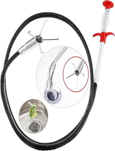 أداة إزالة انسداد تصريف شعر الأفعى - أداة وصول مرنة لمخالب الإمساك مع 4 مخالب لالتقاط القمامة، وأحواض المنزل والمطبخ، والمصارف، والمراحيض (34 بوصة) in Kuwait