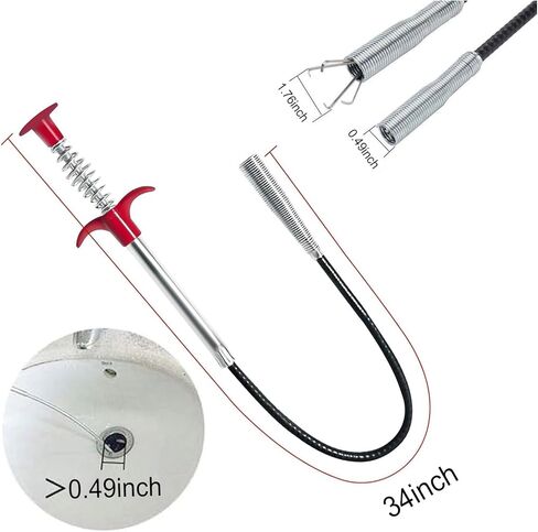 أداة إزالة انسداد تصريف شعر الأفعى - أداة وصول مرنة لمخالب الإمساك مع 4 مخالب لالتقاط القمامة، وأحواض المنزل والمطبخ، والمصارف، والمراحيض (34 بوصة) in Kuwait