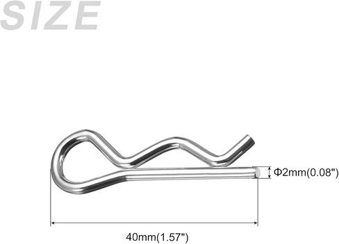METALLIXITY Cotter Pins (2mm x 40mm) 20Pcs, Carbon Steel R Shaped Spring Clip Pins for Hitch Pin Lock Systems, Silver Tone in Saudi Arabia