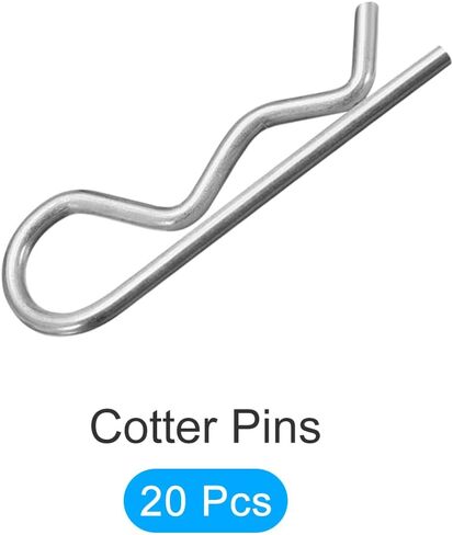 METALLIXITY Cotter Pins (2mm x 40mm) 20Pcs, Carbon Steel R Shaped Spring Clip Pins for Hitch Pin Lock Systems, Silver Tone in Saudi Arabia