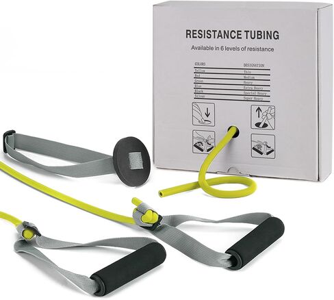 Resistance Tubes for Working Out, Exercise Bands with Handles and Door Anchor for Physical Therapy Women and Men, Rubber Tubing for Lower Pilates, at-Home Workout, 25 Foot in Saudi Arabia