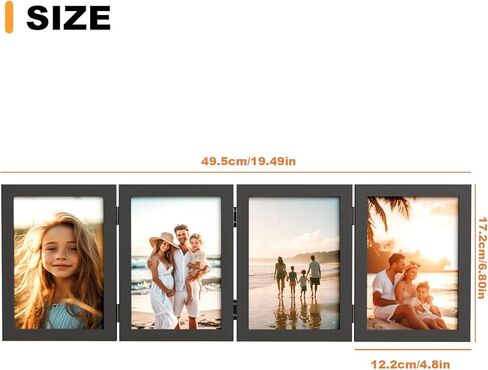 4 إطارات صور 4 قابلة للطي مقاس 4 × 6 بوصات إطار صورة مفصلي من خشب إم دي إف إطار صورة ريفي لسطح المكتب إطار أكريليك إطار صور عائلية لعيد الميلاد وعيد الشكر وعيد الميلاد وحبيب العائلة حامل عمودي على سطح الطاولة in Kuwait
