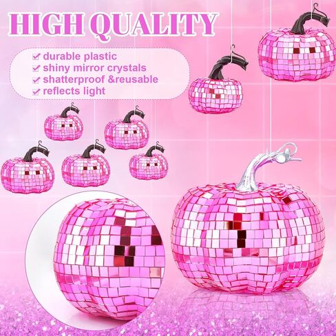Lenwen 12 Pcs Artificial Disco Pumpkin Glitter Mirror Pumpkin Fall Farmhouse Hanging Ornament Harvest Pumpkin Decoration for Thanksgiving Decorating Table Centerpiece(Sliver) in Saudi Arabia