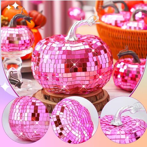 Lenwen 12 Pcs Artificial Disco Pumpkin Glitter Mirror Pumpkin Fall Farmhouse Hanging Ornament Harvest Pumpkin Decoration for Thanksgiving Decorating Table Centerpiece(Sliver) in Saudi Arabia