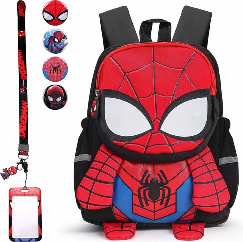 Spider Backpack - 11.4 Inch 3D Spider Backpack Black School Backpack Preschool Card Holder Badge Lightweight Waterproof Backpack For Kids 3-5 Years Old in Saudi Arabia