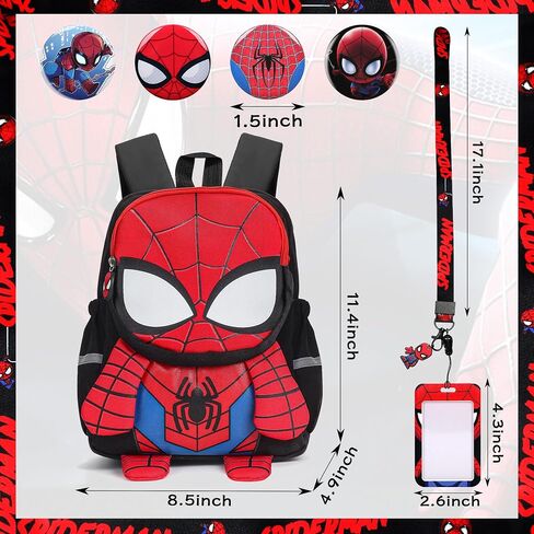 Spider Backpack - 11.4 Inch 3D Spider Backpack Black School Backpack Preschool Card Holder Badge Lightweight Waterproof Backpack For Kids 3-5 Years Old in Saudi Arabia