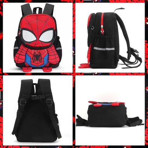 Spider Backpack - 11.4 Inch 3D Spider Backpack Black School Backpack Preschool Card Holder Badge Lightweight Waterproof Backpack For Kids 3-5 Years Old in Saudi Arabia