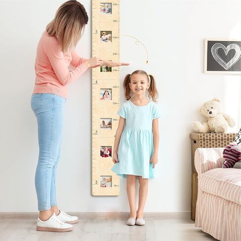 مخطط نمو خشبي للجدار مع إطارات الصور، مخطط جداري لارتفاع الأطفال، مخطط قياس مسطرة الحائط | غرفة نوم الأطفال، غرفة اللعب، ديكور الحضانة، ديكور جدار غرفة الطفل in Kuwait