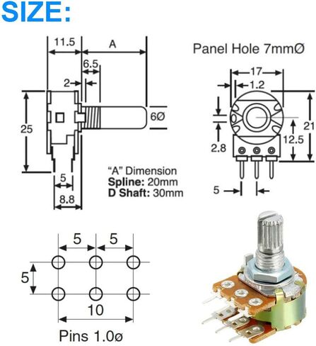 6PCS EC11 Rotary Encoder Code Switch 5Pins 20mm Digital Potentiometer Push Button Switch for Arduino with 6PCS Knob Cap in Saudi Arabia