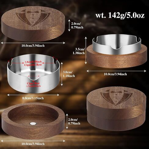 Groomsman Wooden Ashtray with Lid Smell Proof, Indoor Outdoor Ash Tray for Cigarette Cigar, Best Man Gift for Wedding Day, Groomsmen Gifts for Men, with Black Stainless Steel Insert in Saudi Arabia