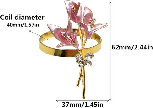 Lily Napkin Rings Set of 4,Flower Napkin Holders Gold Metal Napkin Ring Perfect for Wedding Party Holiday Banquet Christmas Dinner Delicate Serviette Buckles Decor (Pink) in Saudi Arabia