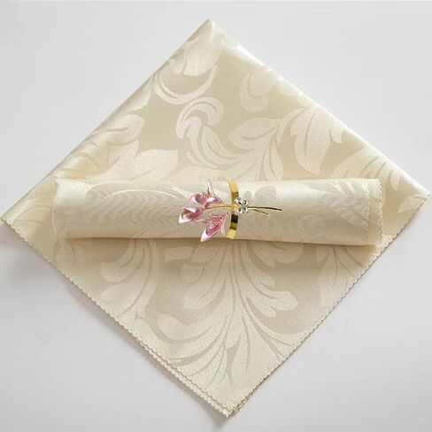 Lily Napkin Rings Set of 4,Flower Napkin Holders Gold Metal Napkin Ring Perfect for Wedding Party Holiday Banquet Christmas Dinner Delicate Serviette Buckles Decor (Pink) in Saudi Arabia