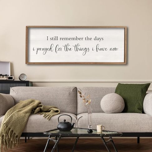 I Still Remember the Days I Prayed Sign 40" x 15" Large Living Room Wall Decor Wooden Vintage Framed Plaque Country Bedroom Hanging Home Farmhouse Inspirational I Prayed Wall Art (Wood) in Kuwait