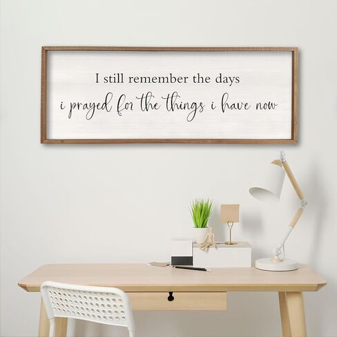 I Still Remember the Days I Prayed Sign 40" x 15" Large Living Room Wall Decor Wooden Vintage Framed Plaque Country Bedroom Hanging Home Farmhouse Inspirational I Prayed Wall Art (Wood) in Kuwait