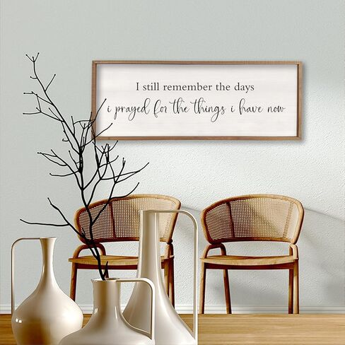 I Still Remember the Days I Prayed Sign 40" x 15" Large Living Room Wall Decor Wooden Vintage Framed Plaque Country Bedroom Hanging Home Farmhouse Inspirational I Prayed Wall Art (Wood) in Kuwait