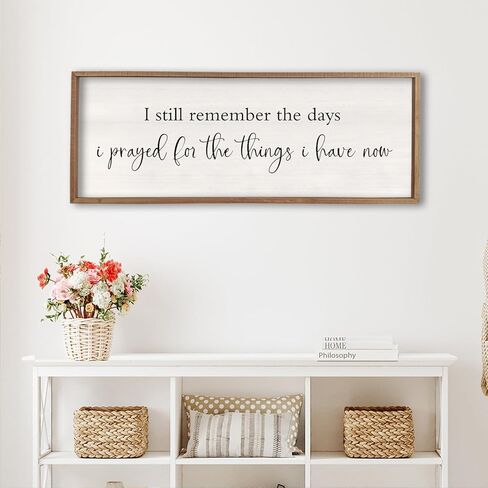 I Still Remember the Days I Prayed Sign 40" x 15" Large Living Room Wall Decor Wooden Vintage Framed Plaque Country Bedroom Hanging Home Farmhouse Inspirational I Prayed Wall Art (Wood) in Kuwait