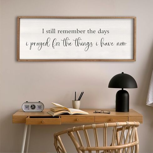 I Still Remember the Days I Prayed Sign 40" x 15" Large Living Room Wall Decor Wooden Vintage Framed Plaque Country Bedroom Hanging Home Farmhouse Inspirational I Prayed Wall Art (Wood) in Kuwait