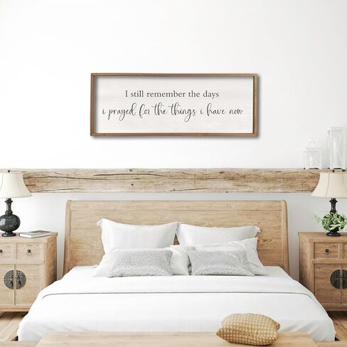 I Still Remember the Days I Prayed Sign 40" x 15" Large Living Room Wall Decor Wooden Vintage Framed Plaque Country Bedroom Hanging Home Farmhouse Inspirational I Prayed Wall Art (Wood) in Kuwait