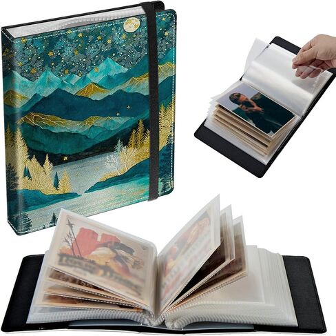 Small Photo Album 5x7 inch 120 Pictures PU Leather Photo Albums with Transparent Inner Pockets and Elastic Band for Wedding Boys Girl Travel Family Pictures - Mountains in Saudi Arabia