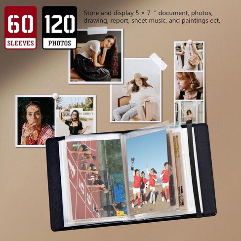 Small Photo Album 5x7 inch 120 Pictures PU Leather Photo Albums with Transparent Inner Pockets and Elastic Band for Wedding Boys Girl Travel Family Pictures - Mountains in Saudi Arabia