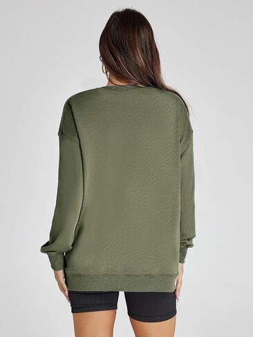 Women's Sweatshirt Casual Crew Neck Sweatshirts Loose Fit Long Sleeve Pullover Tops with Pockets in Saudi Arabia