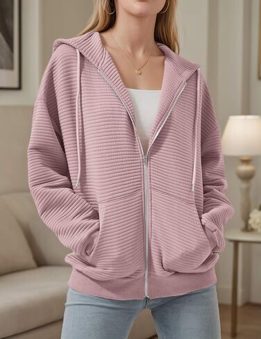 Womens Zip Up Hoodies Long Sleeve Sweatshirts Jackets Fall Winter Outfits 2024 Oversized Sweaters Casual Fashion in Saudi Arabia