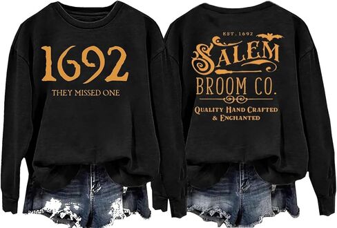 1692 They Missed One Halloween Shirts for Women Salem Witch Long Sleeve Shirt Halloween Hocus Pocus Pullover Tops in Saudi Arabia