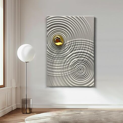 BrightA 3D الخشب جدار الفن الحد الأدنى جدار ديكور منحوتات الحائط الحديثة ديكور الخشب للجدار رمادي فاتح جدار ديكور الكرة المعدنية الذهبية لغرفة الطعام غرفة المعيشة ديكور 23.6 "× 35.4" in Kuwait