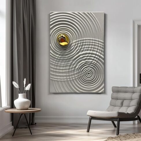 BrightA 3D الخشب جدار الفن الحد الأدنى جدار ديكور منحوتات الحائط الحديثة ديكور الخشب للجدار رمادي فاتح جدار ديكور الكرة المعدنية الذهبية لغرفة الطعام غرفة المعيشة ديكور 23.6 "× 35.4" in Kuwait