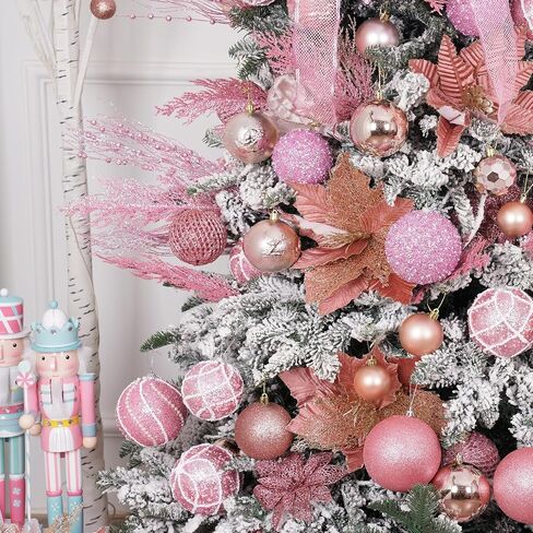 3.15" Christmas Ball Ornaments 12pcs Sequin Christmas Balls Shatterproof Christmas Tree Ornaments Glitter Christmas Ornaments Plastic Hanging Pearl Balls for Xmas Trees,Holiday Party(Champagne) in Saudi Arabia