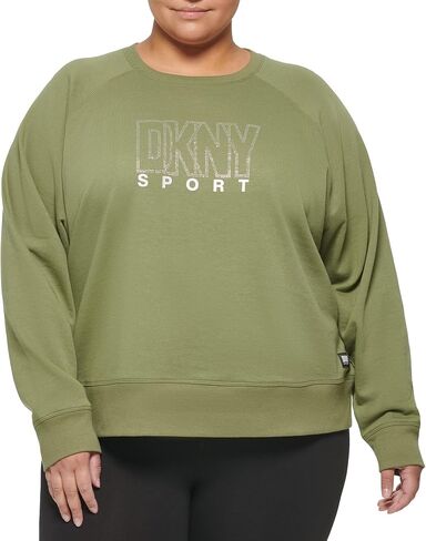 بلوفر نسائي من DKNY بمقاس كبير وشعار المركز بياقة دائرية in Saudi Arabia