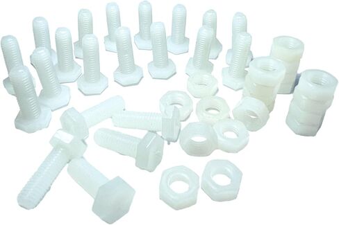 20 قطعة M8x25mm مجموعة صواميل براغي سداسية من النايلون الأبيض، ومسامير سداسية بيضاء، وصواميل سداسية، ومسامير وصواميل بلاستيكية. صواميل براغي سداسية بيضاء بخيط كامل. صواميل سداسية من النايلون ومسامير. براغي سداسية الرأس مع صواميل من النايلون. in Kuwait