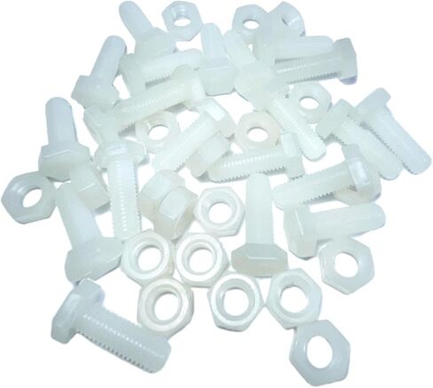 20 قطعة M8x25mm مجموعة صواميل براغي سداسية من النايلون الأبيض، ومسامير سداسية بيضاء، وصواميل سداسية، ومسامير وصواميل بلاستيكية. صواميل براغي سداسية بيضاء بخيط كامل. صواميل سداسية من النايلون ومسامير. براغي سداسية الرأس مع صواميل من النايلون. in Kuwait