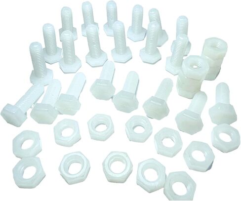 20 قطعة M8x25mm مجموعة صواميل براغي سداسية من النايلون الأبيض، ومسامير سداسية بيضاء، وصواميل سداسية، ومسامير وصواميل بلاستيكية. صواميل براغي سداسية بيضاء بخيط كامل. صواميل سداسية من النايلون ومسامير. براغي سداسية الرأس مع صواميل من النايلون. in Kuwait