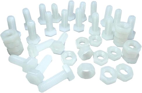 20 قطعة M8x25mm مجموعة صواميل براغي سداسية من النايلون الأبيض، ومسامير سداسية بيضاء، وصواميل سداسية، ومسامير وصواميل بلاستيكية. صواميل براغي سداسية بيضاء بخيط كامل. صواميل سداسية من النايلون ومسامير. براغي سداسية الرأس مع صواميل من النايلون. in Kuwait