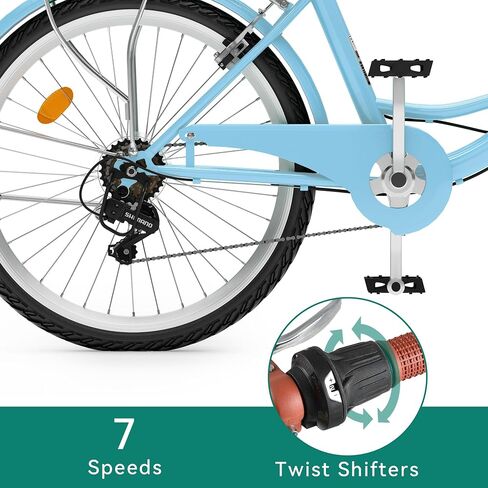 YITAHOME Beach Cruiser Bike for Women, 24 & 26 inch Commute Bike for Adults, 1 & 7 Speed Womens Bicycle with Basket Adjustable Seat, Multiple Color in Saudi Arabia