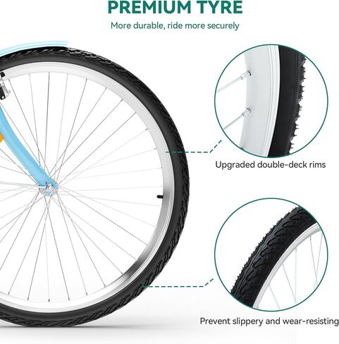 YITAHOME Beach Cruiser Bike for Women, 24 & 26 inch Commute Bike for Adults, 1 & 7 Speed Womens Bicycle with Basket Adjustable Seat, Multiple Color in Saudi Arabia