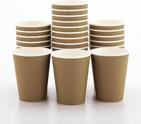 Restaurantware 12 Ounce Disposable Coffee Cups 500 Spiral Wall Hot Cups For Coffee - Lids Sold Separately Rolled Rim Paper Insulated Coffee Cups Mocha Pin Print For Coffee Tea And More in Saudi Arabia