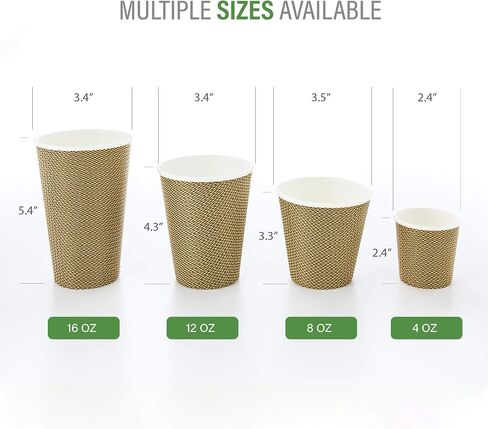 Restaurantware 12 Ounce Disposable Coffee Cups 500 Spiral Wall Hot Cups For Coffee - Lids Sold Separately Rolled Rim Paper Insulated Coffee Cups Mocha Pin Print For Coffee Tea And More in Saudi Arabia