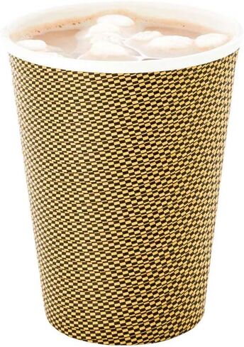 Restaurantware 12 Ounce Disposable Coffee Cups 500 Spiral Wall Hot Cups For Coffee - Lids Sold Separately Rolled Rim Paper Insulated Coffee Cups Mocha Pin Print For Coffee Tea And More in Saudi Arabia