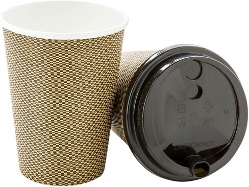 Restaurantware 12 Ounce Disposable Coffee Cups 500 Spiral Wall Hot Cups For Coffee - Lids Sold Separately Rolled Rim Paper Insulated Coffee Cups Mocha Pin Print For Coffee Tea And More in Saudi Arabia