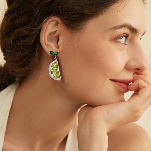 Hefanny Delicate Fashion Love lock Pineapple Rainbow Bow Colorful flowers Strawberry Grape Pomegranate Lemon Stud Earrings for Women Girls 14K Gold-plated Cute Cubic Zirconia Stud Earrings Fruit Shape Sterling Silver Hypoallergenic Jewelry Gift (Cherry CZ in Kuwait