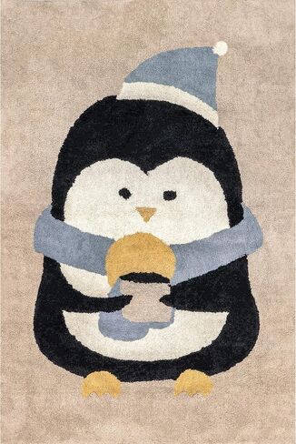 nuLOOM Mosby Penguin Machine Washable Kids Accent Rug, 3x5, Brown in Saudi Arabia