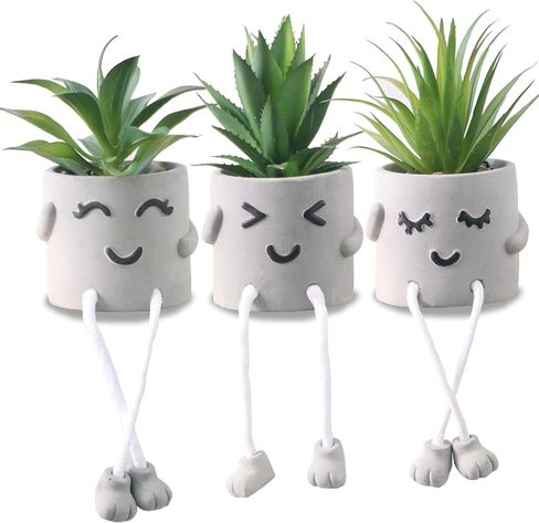3Pcs Small Fake Plants in Cute Pots Artificial Succulents Plants for Home Office Living Room Bathroom Kitchen Window Desk Shelf Décor in Saudi Arabia