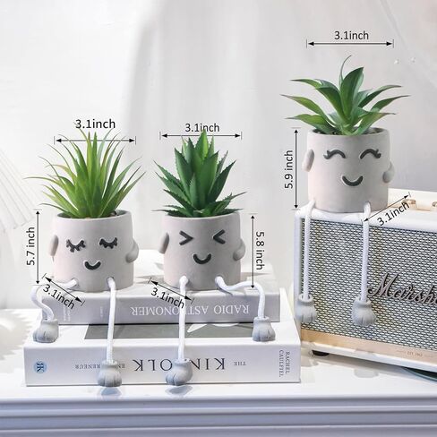3Pcs Small Fake Plants in Cute Pots Artificial Succulents Plants for Home Office Living Room Bathroom Kitchen Window Desk Shelf Décor in Saudi Arabia