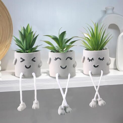 3Pcs Small Fake Plants in Cute Pots Artificial Succulents Plants for Home Office Living Room Bathroom Kitchen Window Desk Shelf Décor in Saudi Arabia