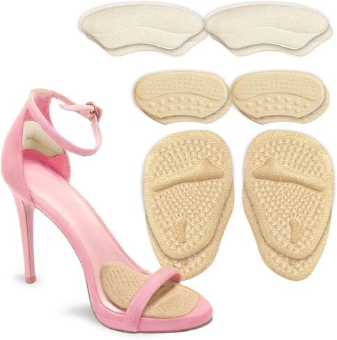 Heel Pads for Shoes, Metatarsal Pads Women, Ball of Foot Cushions for High Heels Comfort Pads Shoe Inserts Shoe Filler for Too Big Shoes (Apricot & Black) in Saudi Arabia