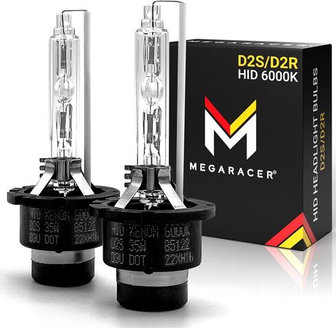 Mega Racer D1R/D1S HID Headlight Bulb - 6000K Diamond White 35W Xenon Light Metal Stents IP68 Waterproof, Pack of 2 in Saudi Arabia